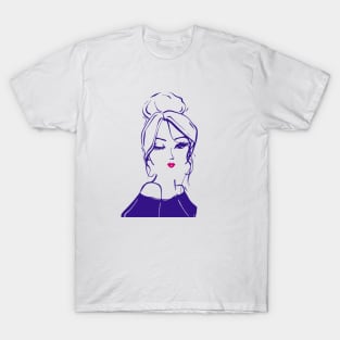 wink girl with pink lipstick T-Shirt